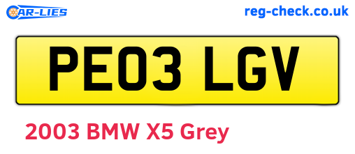 PE03LGV are the vehicle registration plates.