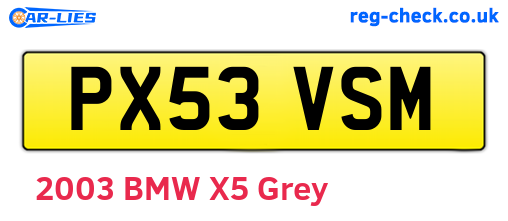 PX53VSM are the vehicle registration plates.