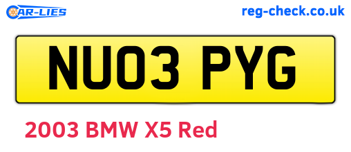 NU03PYG are the vehicle registration plates.