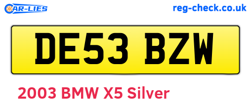 DE53BZW are the vehicle registration plates.