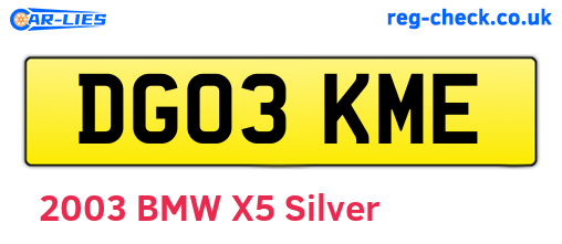 DG03KME are the vehicle registration plates.