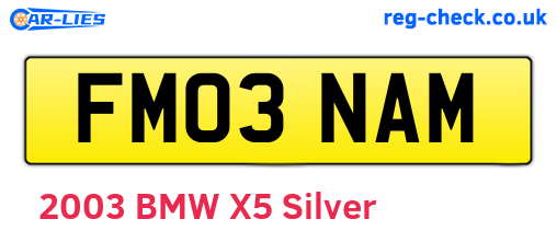 FM03NAM are the vehicle registration plates.