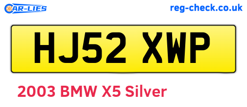 HJ52XWP are the vehicle registration plates.