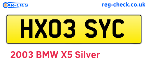 HX03SYC are the vehicle registration plates.
