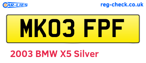 MK03FPF are the vehicle registration plates.
