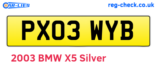 PX03WYB are the vehicle registration plates.