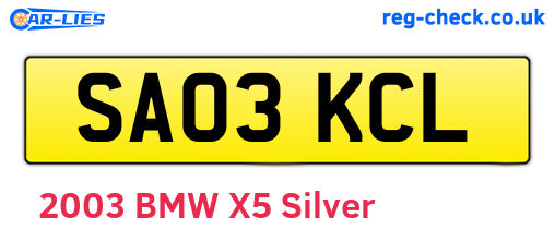 SA03KCL are the vehicle registration plates.