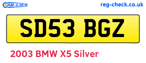 SD53BGZ are the vehicle registration plates.