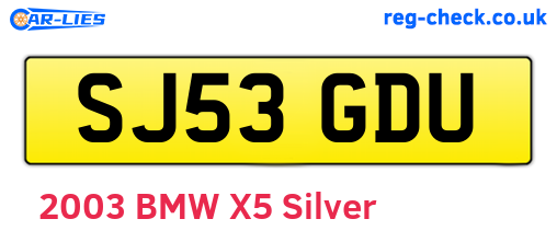 SJ53GDU are the vehicle registration plates.