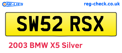 SW52RSX are the vehicle registration plates.