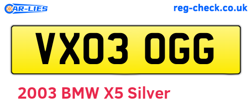 VX03OGG are the vehicle registration plates.