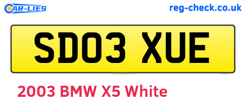 SD03XUE are the vehicle registration plates.