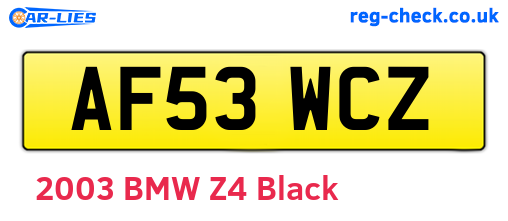 AF53WCZ are the vehicle registration plates.