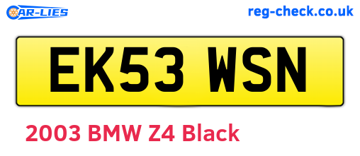EK53WSN are the vehicle registration plates.