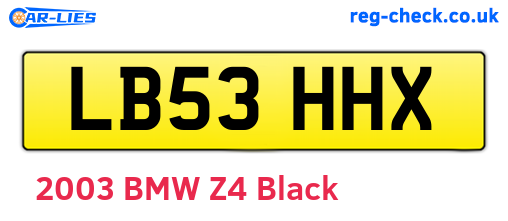 LB53HHX are the vehicle registration plates.