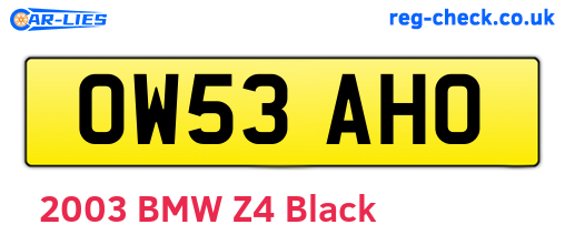 OW53AHO are the vehicle registration plates.