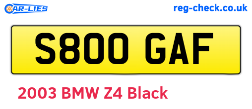 S800GAF are the vehicle registration plates.