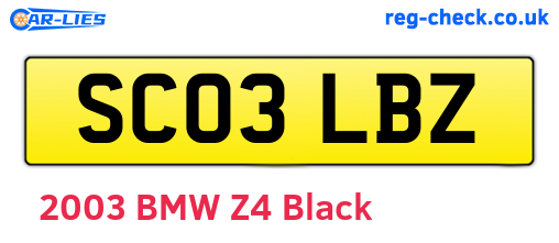 SC03LBZ are the vehicle registration plates.
