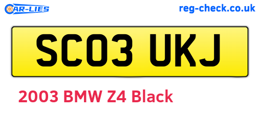 SC03UKJ are the vehicle registration plates.
