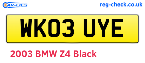 WK03UYE are the vehicle registration plates.