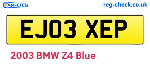 EJ03XEP are the vehicle registration plates.