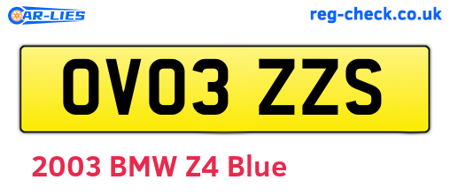 OV03ZZS are the vehicle registration plates.