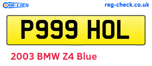 P999HOL are the vehicle registration plates.