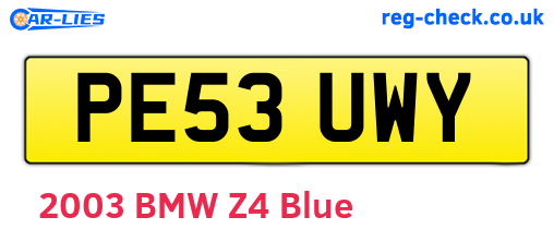 PE53UWY are the vehicle registration plates.