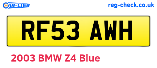 RF53AWH are the vehicle registration plates.