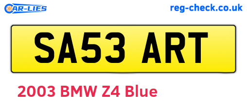 SA53ART are the vehicle registration plates.