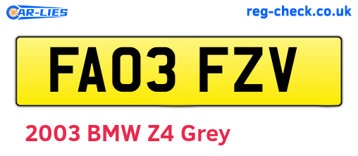 FA03FZV are the vehicle registration plates.