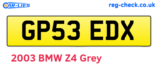 GP53EDX are the vehicle registration plates.