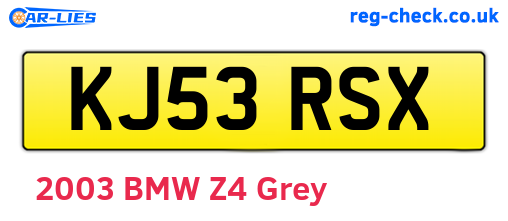 KJ53RSX are the vehicle registration plates.