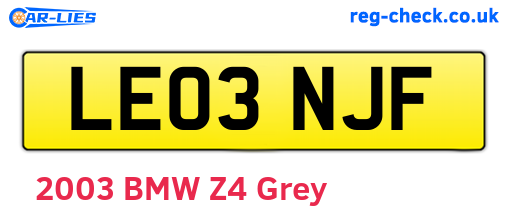 LE03NJF are the vehicle registration plates.