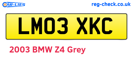 LM03XKC are the vehicle registration plates.