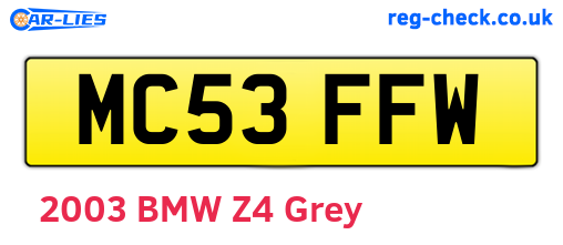 MC53FFW are the vehicle registration plates.
