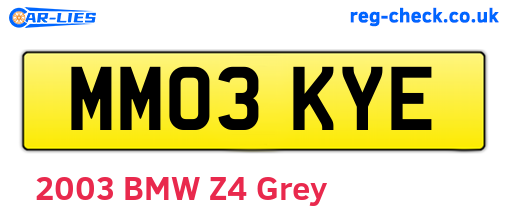MM03KYE are the vehicle registration plates.