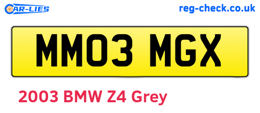 MM03MGX are the vehicle registration plates.