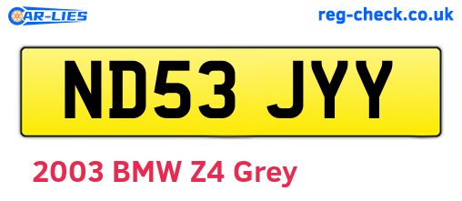 ND53JYY are the vehicle registration plates.
