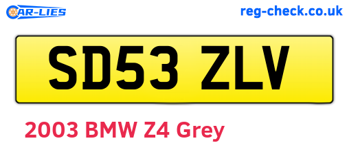 SD53ZLV are the vehicle registration plates.