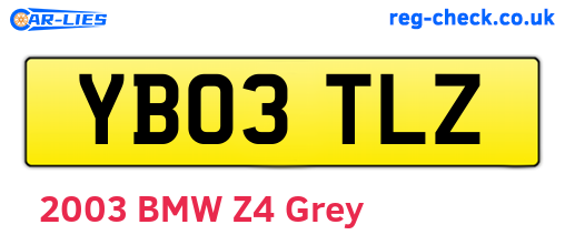 YB03TLZ are the vehicle registration plates.