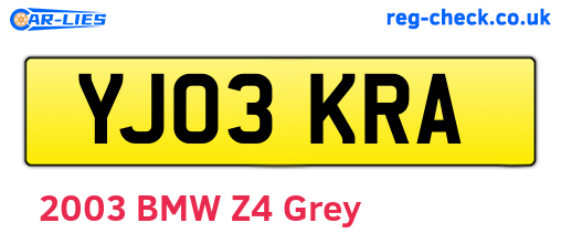YJ03KRA are the vehicle registration plates.