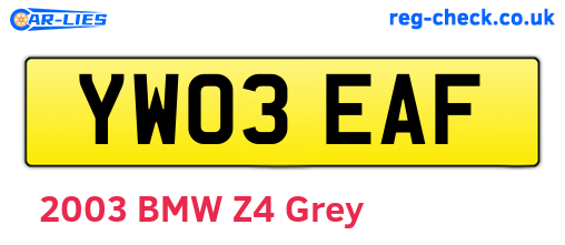 YW03EAF are the vehicle registration plates.