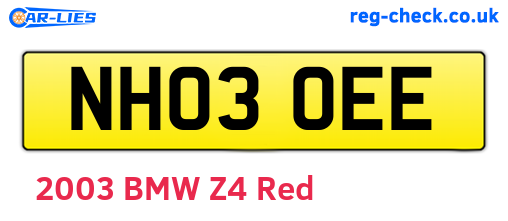 NH03OEE are the vehicle registration plates.