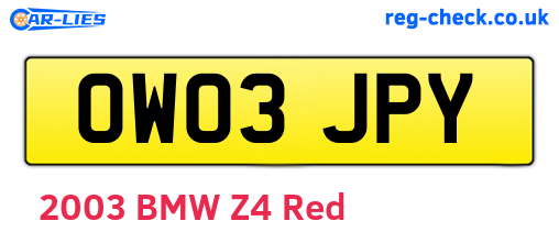 OW03JPY are the vehicle registration plates.