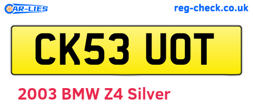 CK53UOT are the vehicle registration plates.