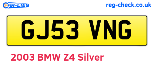 GJ53VNG are the vehicle registration plates.