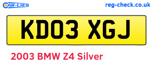 KD03XGJ are the vehicle registration plates.