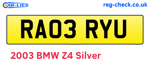RA03RYU are the vehicle registration plates.