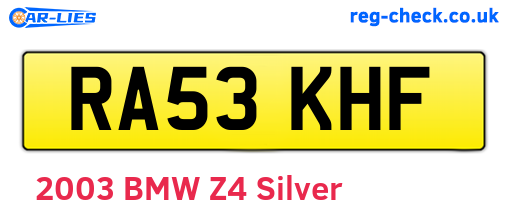 RA53KHF are the vehicle registration plates.